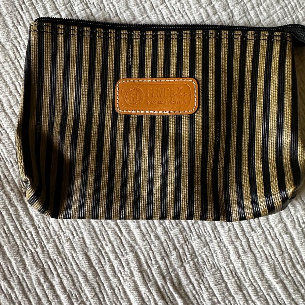 Fendi very vintage Zucca Striped Pouch/ wristlet